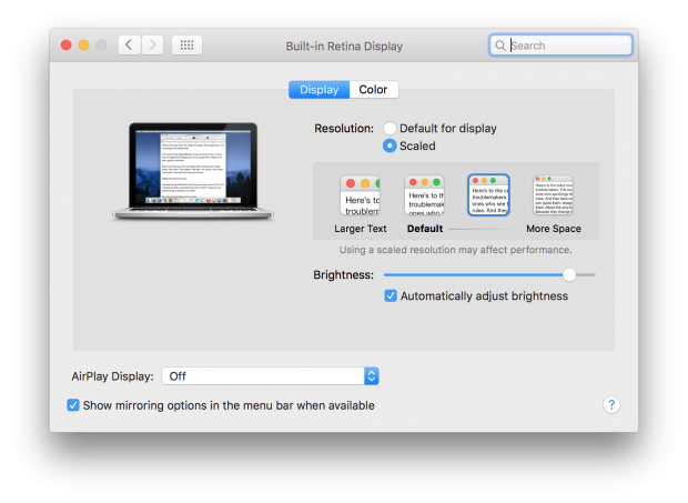 OS X El Capitan beta 7 Display Prefs 2